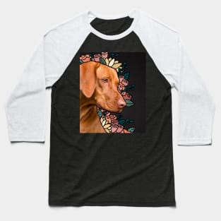 Weimaraner Photo Collage With Flowers and Roses Baseball T-Shirt